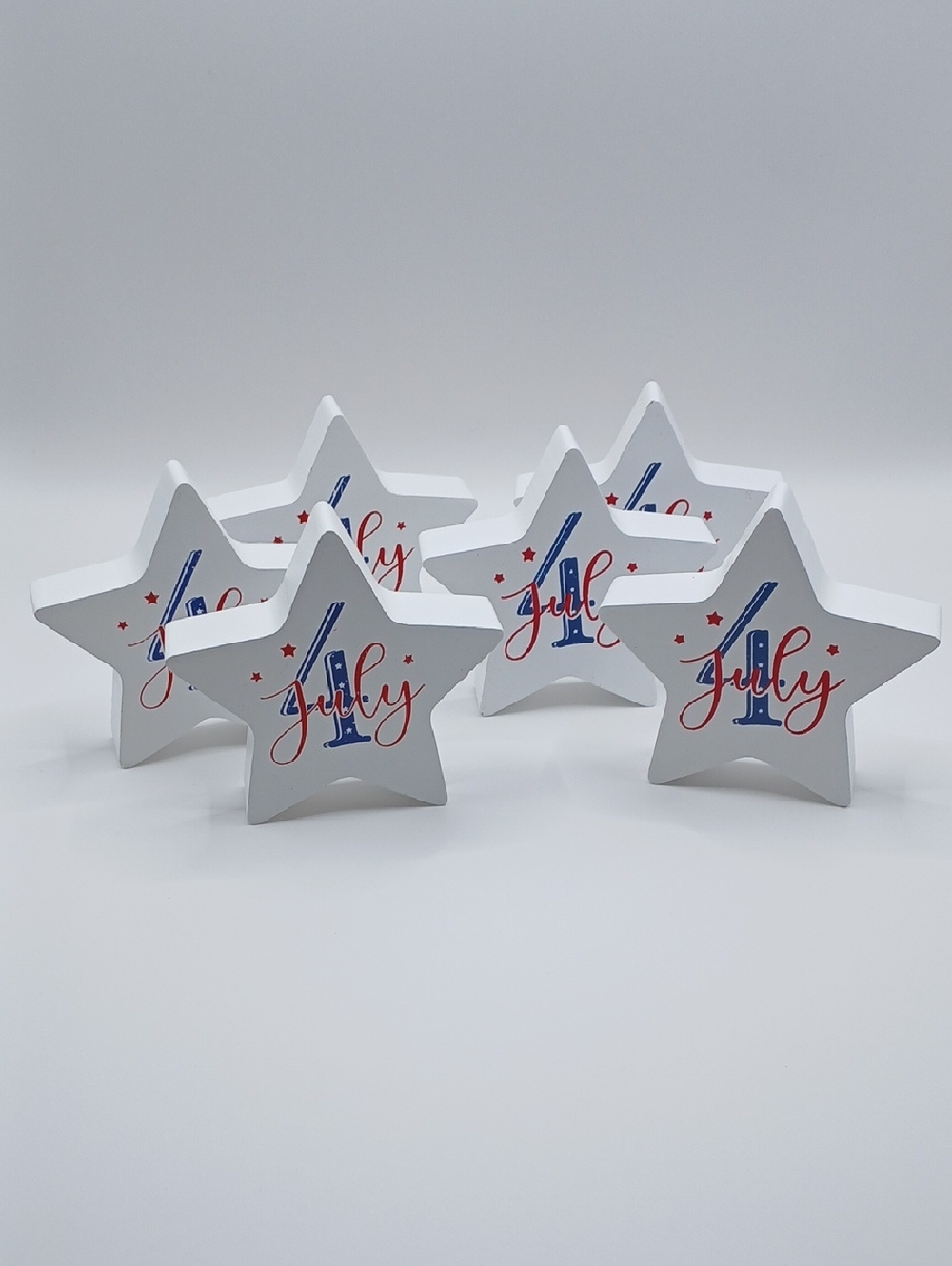 Patriotic Star Table Decor - July 4th White Stars (Set of 6)